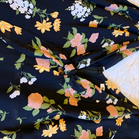 Reformation Pink and Black Ruffled Wrap Maxi Dress - Picture 7 of 11